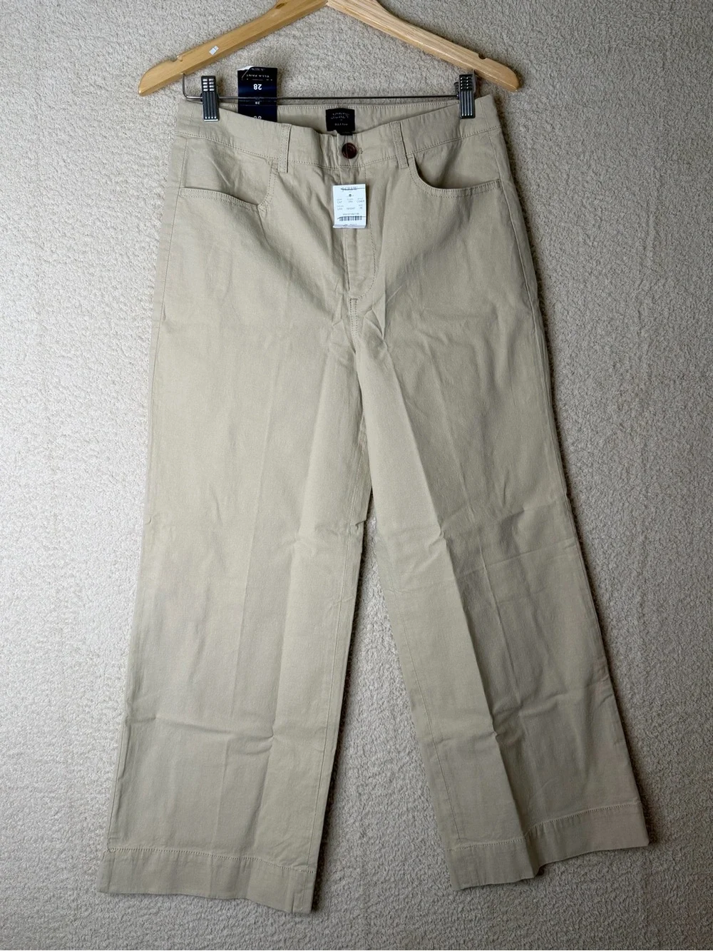 J. Crew Ella wide-leg cropped pant Light Khaki Size 28 NWT